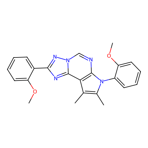 2,7-bis(2-methoxyphenyl)-8,9-dimethyl-7H-pyrrolo[3,2-e][1,2,4]triazolo[1,5-c]pyrimidine structure