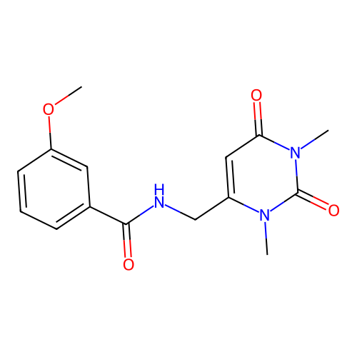 N-((1,3-dimethyl-2,6-dioxo-1,2,3,6-tetrahydropyrimidin-4-yl)methyl)-3-methoxybenzamide structure