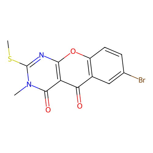 7-bromo-3-methyl-2-(methylthio)-3H-chromeno[2,3-d]pyrimidine-4,5-dione structure