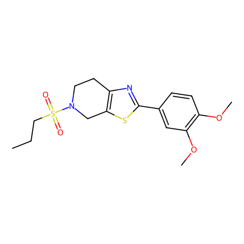 2-(3,4-dimethoxyphenyl)-5-(propylsulfonyl)-4,5,6,7-tetrahydro[1,3]thiazolo[5,4-c]pyridine structure