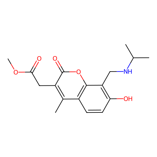 methyl 2-(7-hydroxy-8-((isopropylamino)methyl)-4-methyl-2-oxo-2H-chromen-3-yl)acetate structure
