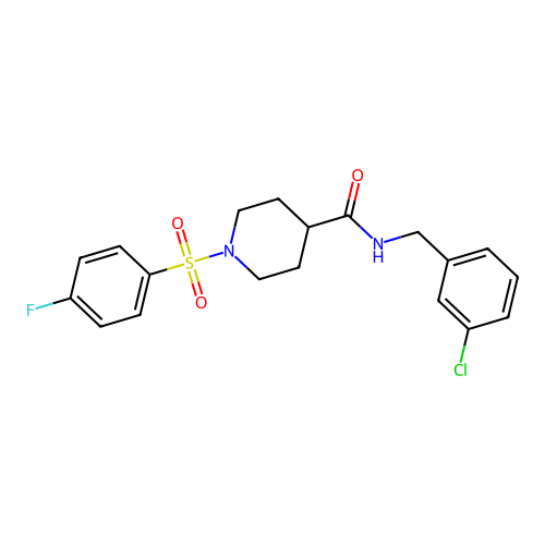 N-(3-chlorobenzyl)-1-((4-fluorophenyl)sulfonyl)piperidine-4-carboxamide structure