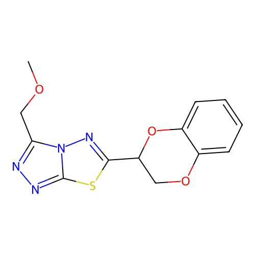 6-(2,3-dihydro-1,4-benzodioxin-3-yl)-3-(methoxymethyl)-[1,2,4]triazolo[3,4-b][1,3,4]thiadiazole structure