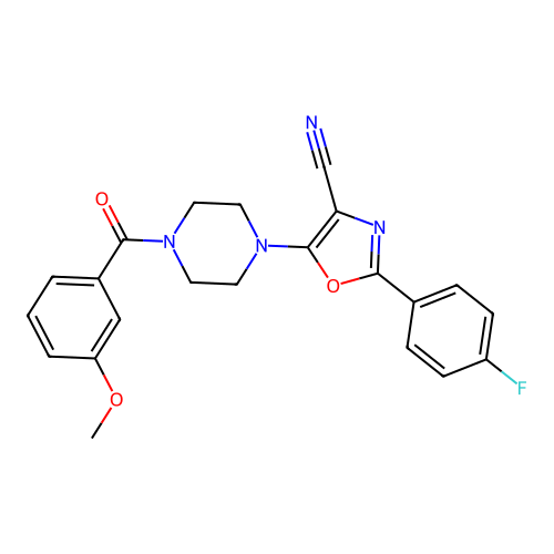 2-(4-Fluorophenyl)-5-(4-(3-methoxybenzoyl)piperazin-1-yl)oxazole-4-carbonitrile structure