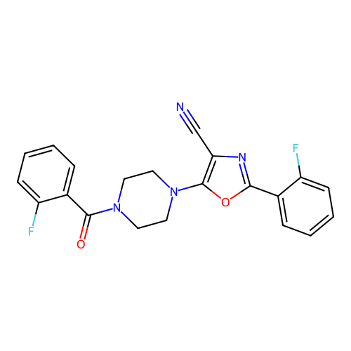 5-(4-(2-Fluorobenzoyl)piperazin-1-yl)-2-(2-fluorophenyl)oxazole-4-carbonitrile structure