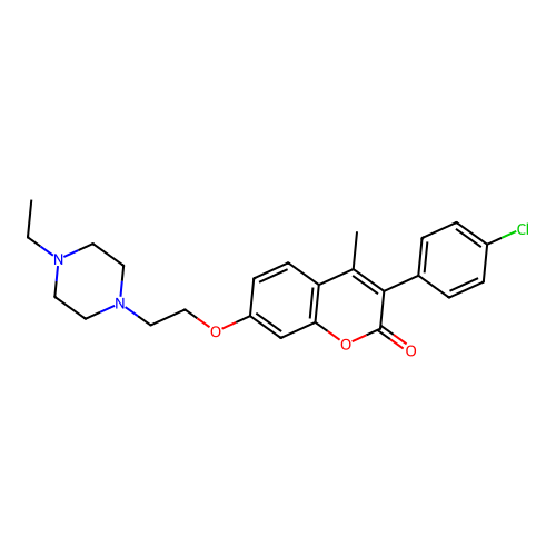 3-(4-chlorophenyl)-7-(2-(4-ethylpiperazin-1-yl)ethoxy)-4-methyl-2H-chromen-2-one structure