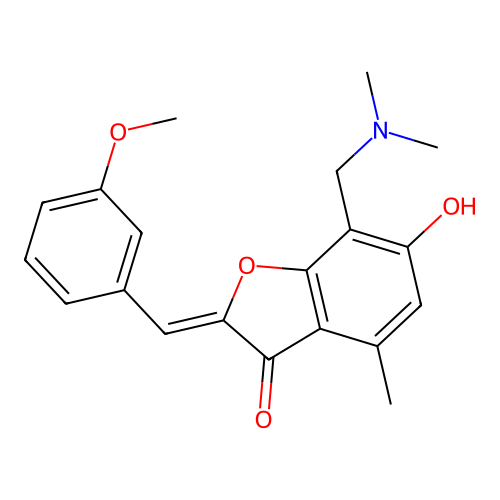 (2Z)-7-[(dimethylamino)methyl]-6-hydroxy-2-(3-methoxybenzylidene)-4-methyl-1-benzofuran-3(2H)-one structure