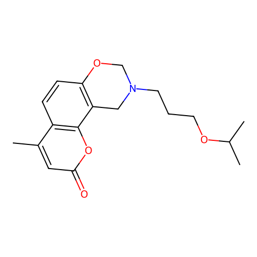 9-(3-isopropoxypropyl)-4-methyl-9,10-dihydrochromeno[8,7-e][1,3]oxazin-2(8H)-one structure