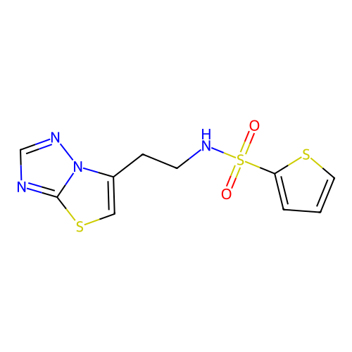 N-[2-([1,3]thiazolo[3,2-b][1,2,4]triazol-6-yl)ethyl]thiophene-2-sulfonamide structure