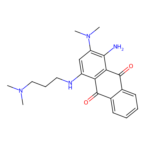 1-amino-2-dimethylamino-4-(3-dimethylaminopropylamino)anthracene-9,10-dione structure