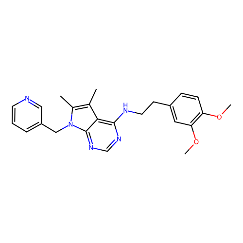 N-(3,4-dimethoxyphenethyl)-5,6-dimethyl-7-(pyridin-3-ylmethyl)-7H-pyrrolo[2,3-d]pyrimidin-4-amine structure