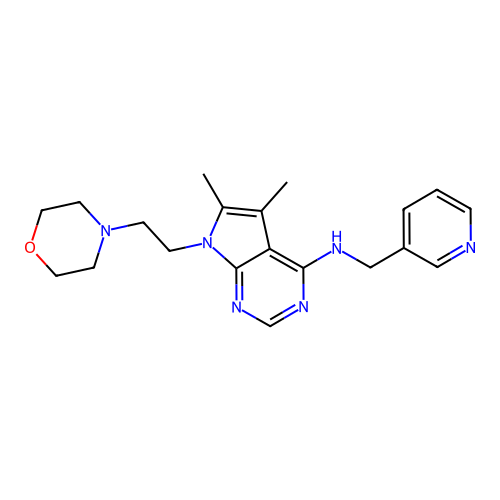 5,6-dimethyl-7-(2-morpholin-4-ylethyl)-N-(pyridin-3-ylmethyl)pyrrolo[2,3-d]pyrimidin-4-amine structure