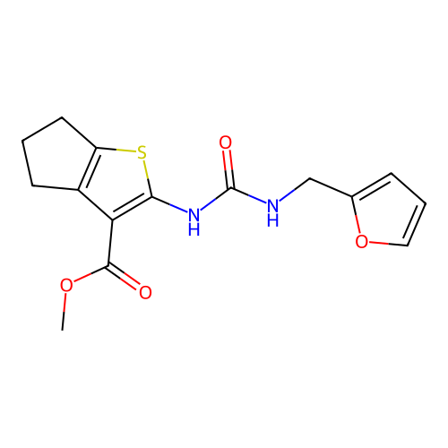 methyl 2-(3-(furan-2-ylmethyl)ureido)-5,6-dihydro-4H-cyclopenta[b]thiophene-3-carboxylate structure