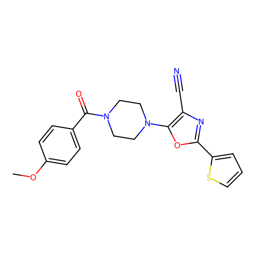 5-(4-(4-Methoxybenzoyl)piperazin-1-yl)-2-(thiophen-2-yl)oxazole-4-carbonitrile structure