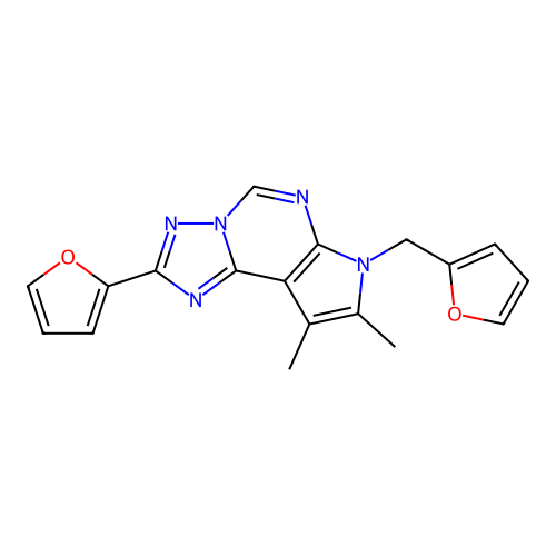 2-(furan-2-yl)-7-(furan-2-ylmethyl)-8,9-dimethyl-7H-pyrrolo[3,2-e][1,2,4]triazolo[1,5-c]pyrimidine structure