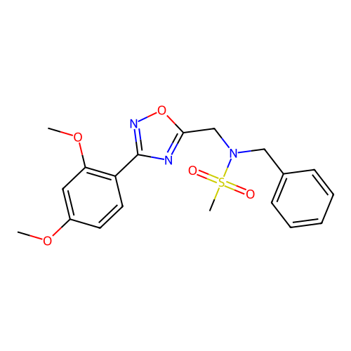 N-benzyl-N-((3-(2,4-dimethoxyphenyl)-1,2,4-oxadiazol-5-yl)methyl)methanesulfonamide structure