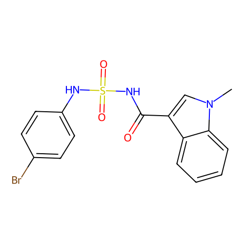 N-[(4-bromophenyl)sulfamoyl]-1-methyl-1H-indole-3-carboxamide structure