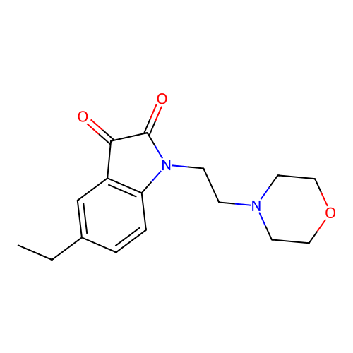5-ethyl-1-[2-(morpholin-4-yl)ethyl]-1H-indole-2,3-dione structure