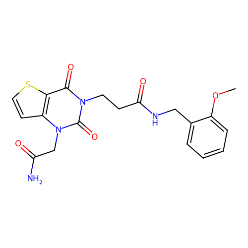 3-(1-(2-amino-2-oxoethyl)-2,4-dioxo-1,2-dihydrothieno[3,2-d]pyrimidin-3(4H)-yl)-N-(2-methoxybenzyl)propanamide structure