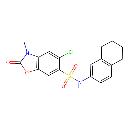 5-chloro-3-methyl-2-oxo-N-(5,6,7,8-tetrahydronaphthalen-2-yl)-2,3-dihydro-1,3-benzoxazole-6-sulfonamide structure