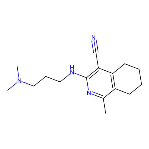 3-((3-(dimethylamino)propyl)amino)-1-methyl-5,6,7,8-tetrahydroisoquinoline-4-carbonitrile structure
