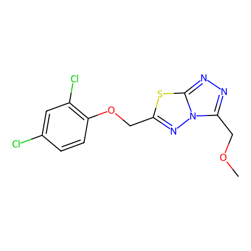6-[(2,4-dichlorophenoxy)methyl]-3-(methoxymethyl)-[1,2,4]triazolo[3,4-b][1,3,4]thiadiazole structure