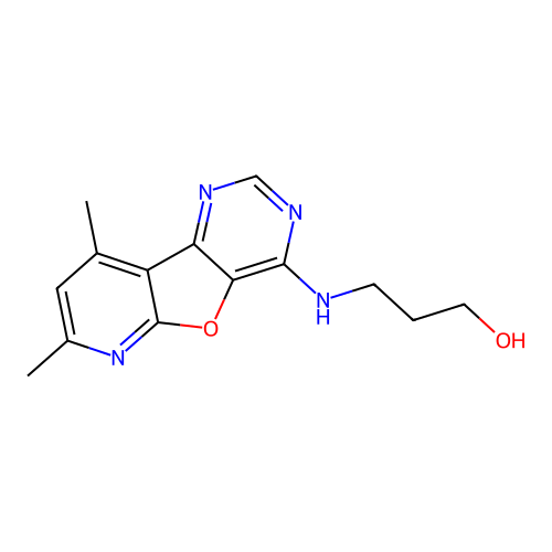 3-((7,9-Dimethylpyrido[3',2':4,5]furo[3,2-d]pyrimidin-4-yl)amino)propan-1-ol structure