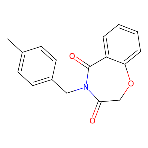 4-(4-methylbenzyl)-1,4-benzoxazepine-3,5(2H,4H)-dione structure
