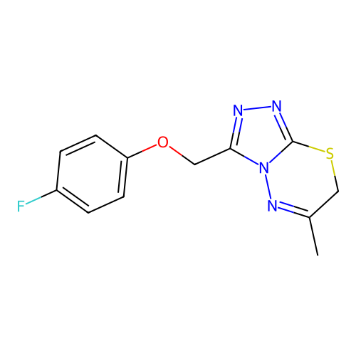 3-[(4-fluorophenoxy)methyl]-6-methyl-7H-[1,2,4]triazolo[3,4-b][1,3,4]thiadiazine structure
