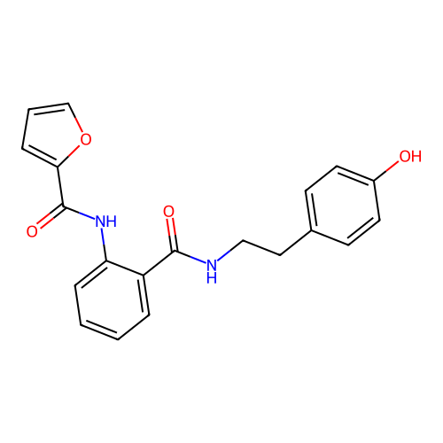 N-[2-[2-(4-hydroxyphenyl)ethylcarbamoyl]phenyl]furan-2-carboxamide structure