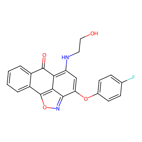 3-(4-fluorophenoxy)-5-[(2-hydroxyethyl)amino]-6H-anthra[1,9-cd]isoxazol-6-one structure
