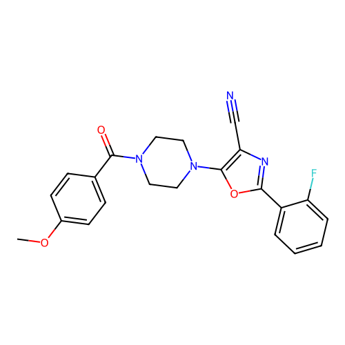 2-(2-Fluorophenyl)-5-(4-(4-methoxybenzoyl)piperazin-1-yl)oxazole-4-carbonitrile structure