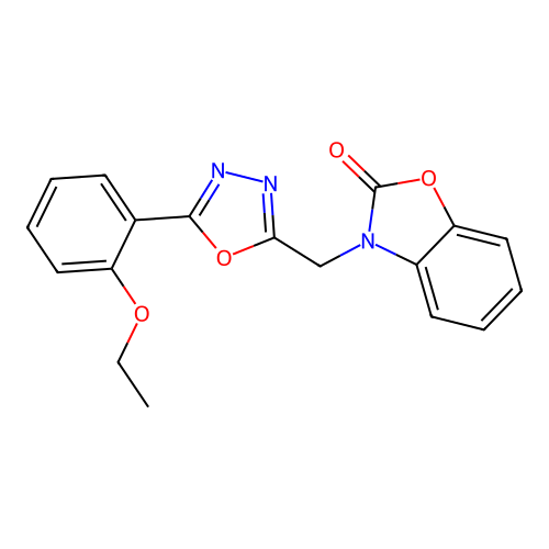 3-{[5-(2-ethoxyphenyl)-1,3,4-oxadiazol-2-yl]methyl}-1,3-benzoxazol-2(3H)-one structure