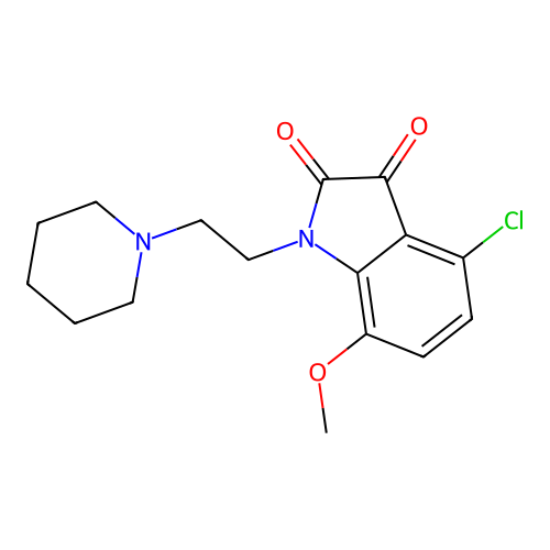 4-chloro-7-methoxy-1-[2-(piperidin-1-yl)ethyl]-1H-indole-2,3-dione structure