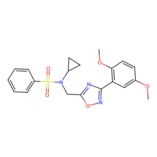N-cyclopropyl-N-((3-(2,5-dimethoxyphenyl)-1,2,4-oxadiazol-5-yl)methyl)benzenesulfonamide structure