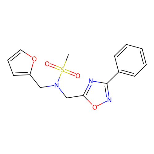 N-(furan-2-ylmethyl)-N-[(3-phenyl-1,2,4-oxadiazol-5-yl)methyl]methanesulfonamide structure