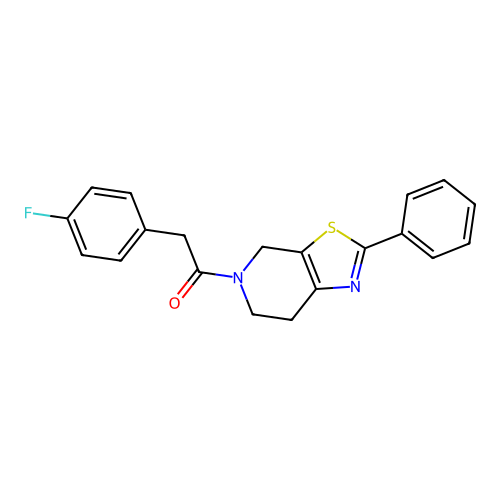 2-(4-fluorophenyl)-1-(2-phenyl-6,7-dihydro-4H-[1,3]thiazolo[5,4-c]pyridin-5-yl)ethanone structure