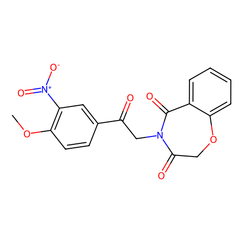 4-(2-(4-methoxy-3-nitrophenyl)-2-oxoethyl)benzo[f][1,4]oxazepine-3,5(2H,4H)-dione structure