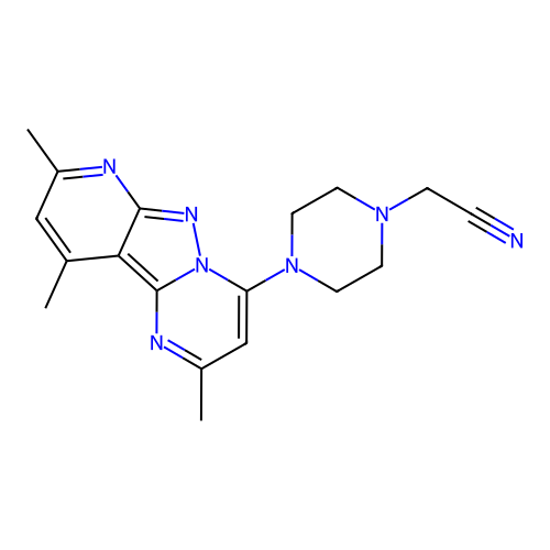 C18H21N7 structure