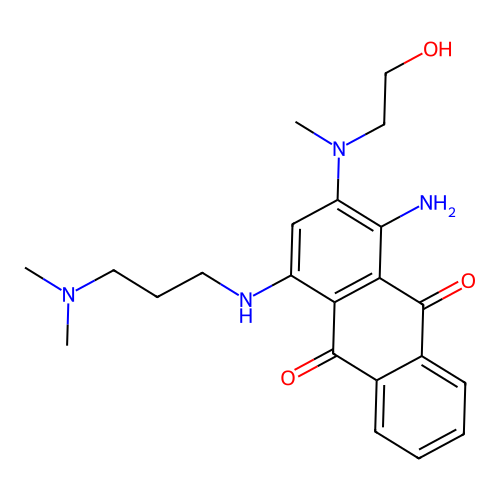 1-amino-4-(3-dimethylaminopropylamino)-2-(2-hydroxyethyl-methyl-amino)anthracene-9,10-dione structure