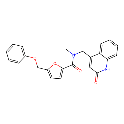 N-((2-hydroxyquinolin-4-yl)methyl)-N-methyl-5-(phenoxymethyl)furan-2-carboxamide structure