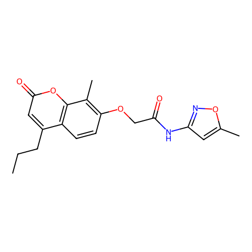 2-((8-methyl-2-oxo-4-propyl-2H-chromen-7-yl)oxy)-N-(5-methylisoxazol-3-yl)acetamide structure