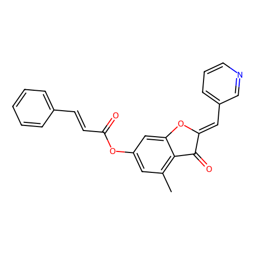 (2Z)-4-methyl-3-oxo-2-(pyridin-3-ylmethylidene)-2,3-dihydro-1-benzofuran-6-yl (2E)-3-phenylprop-2-enoate structure