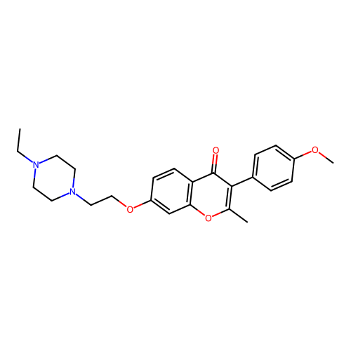 7-(2-(4-ethylpiperazin-1-yl)ethoxy)-3-(4-methoxyphenyl)-2-methyl-4H-chromen-4-one structure
