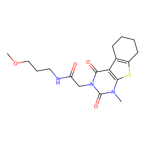 N-(3-methoxypropyl)-2-(1-methyl-2,4-dioxo-1,2,5,6,7,8-hexahydrobenzo[4,5]thieno[2,3-d]pyrimidin-3(4H)-yl)acetamide structure