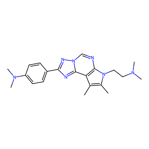 4-(7-(2-(dimethylamino)ethyl)-8,9-dimethyl-7H-pyrrolo[3,2-e][1,2,4]triazolo[1,5-c]pyrimidin-2-yl)-N,N-dimethylaniline structure