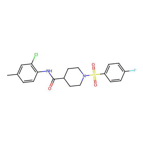 N-(2-chloro-4-methylphenyl)-1-((4-fluorophenyl)sulfonyl)piperidine-4-carboxamide structure