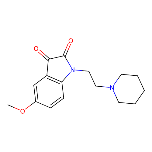 5-methoxy-1-[2-(piperidin-1-yl)ethyl]-1H-indole-2,3-dione structure