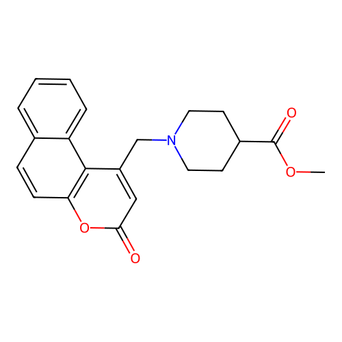 methyl 1-((3-oxo-3H-benzo[f]chromen-1-yl)methyl)piperidine-4-carboxylate structure