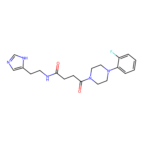 4-[4-(2-fluorophenyl)piperazin-1-yl]-N-[2-(1H-imidazol-5-yl)ethyl]-4-oxobutanamide structure
